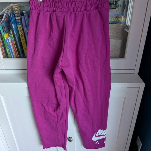 Nike Air High-Rise Fleece Pants Pink - Raw Hem - Streetwear Style XS - Picture 6 of 7